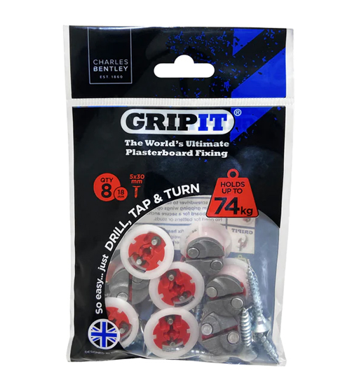 GRIPIT GYPSUM FITTING 18MM RED (8/PKT) 8X5X30MM