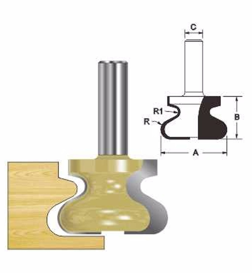 ARDEN ROUTER BIT DRAWER PULL BIT 19X17.5X6MM