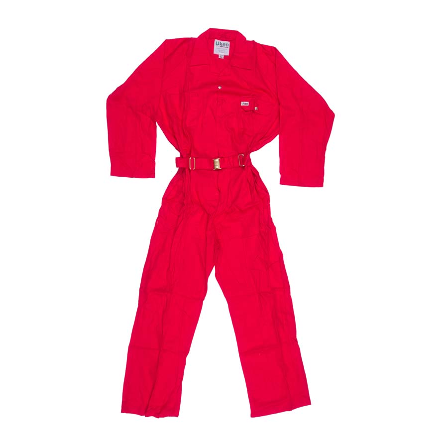 UKEN COVERALL100%COTTON RED LARGE