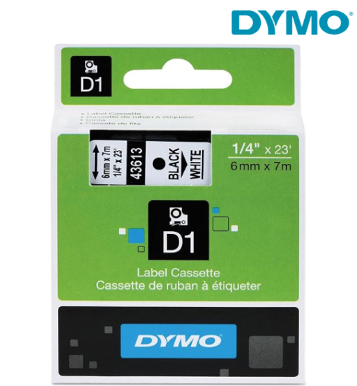 DYMO TAPE 6MM X 7M WHITE D1