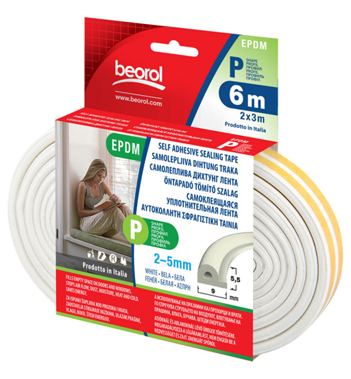 BEOROL SEAL STRIP P-PROFILE WHITE 6M