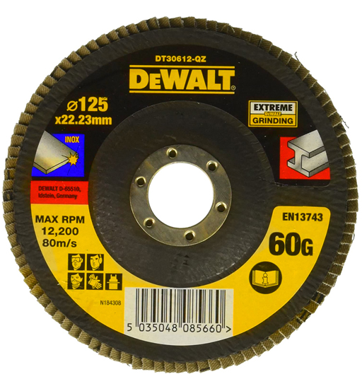 DEWALT HIGH PERFORMANCE FLAP DISC – TYPE 27 FLAT 125MM 60 GRIT