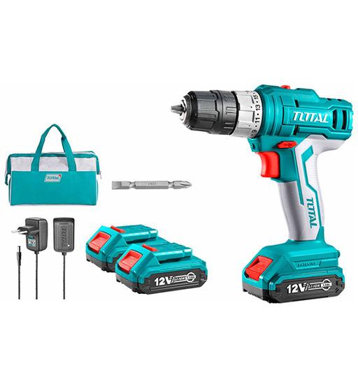 TOTAL CORDLESS DRILL,12V,1.5 AH