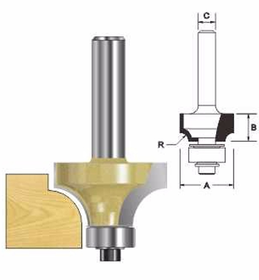 ARDEN ROUTER BIT ROUND OVER CUTTER W/BB 24.7X12.7X8MM