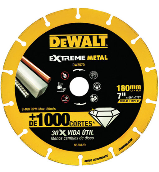 DEWALT DW8570 DIAMOND METAL CUTOFF WHEEL 178 X 1.5MM