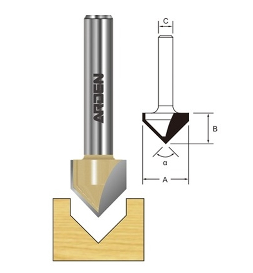 ARDEN ROUTER BIT V GROOVE 6 X 8MM