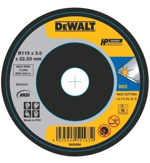 DEWALT STAINLESS STEEL CUTTING WHEEL 115 X 1 X 22.23MM TYPE 41