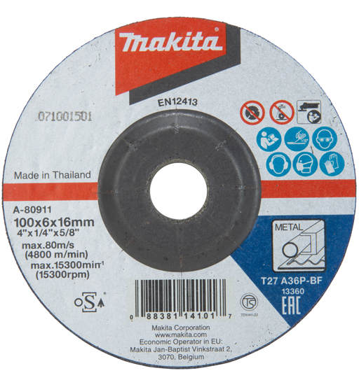 MAKITA GRINDING WHEEL 100X6X16MM A36P