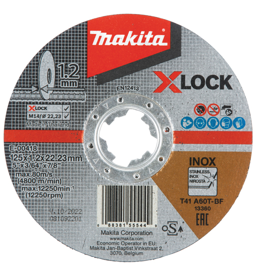 MAKITA 125X1.2X22.23 MM METAL CUTTING WHEEL X LOCK