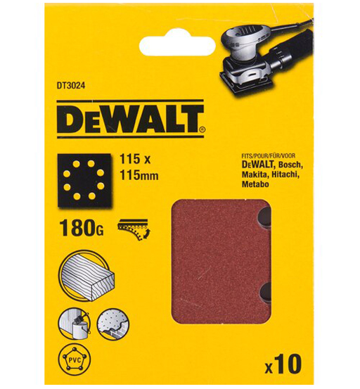 DEWALT MULTI PURPOSE SANDING SHEET-180G-115mmx115 mm