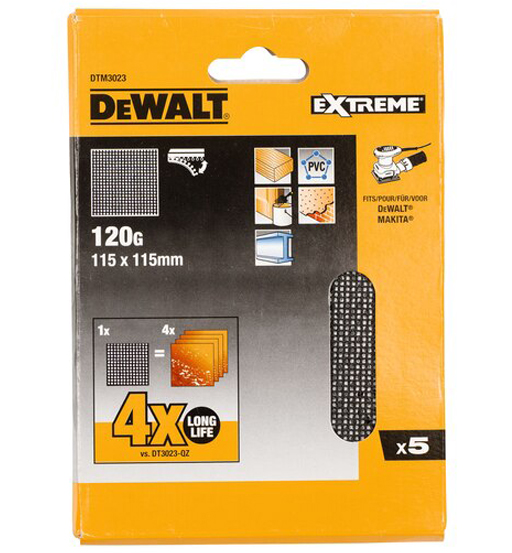 DEWALT EXTREME UNIVERSAL ABRASIVE MESH 1/4 SHEET-115mmx115mm-120G