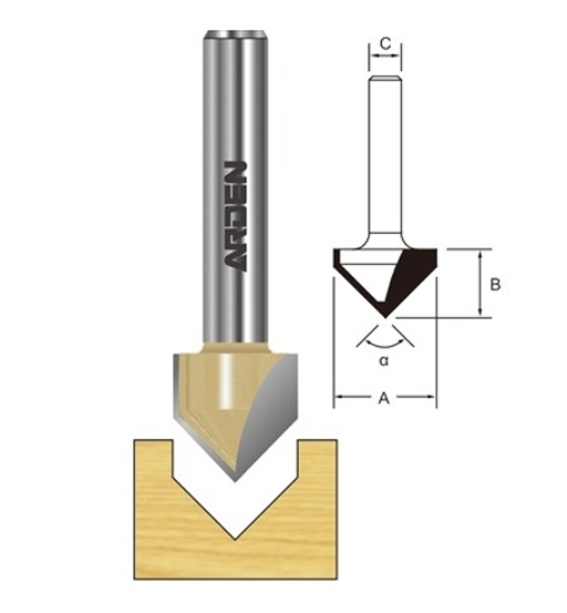 ARDEN ROUTER BIT V GROOVE&ENGRAVE 6X8X6MM