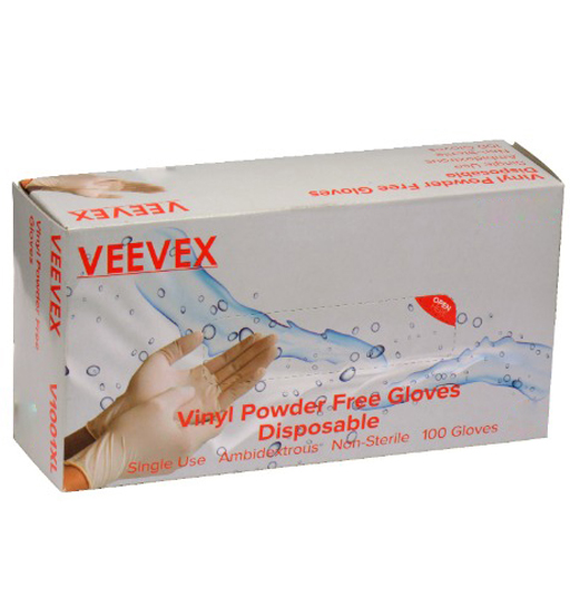VEEVEX VINYL POWDER FREE DISPOSABLE GLOVES(M.L,XL) 