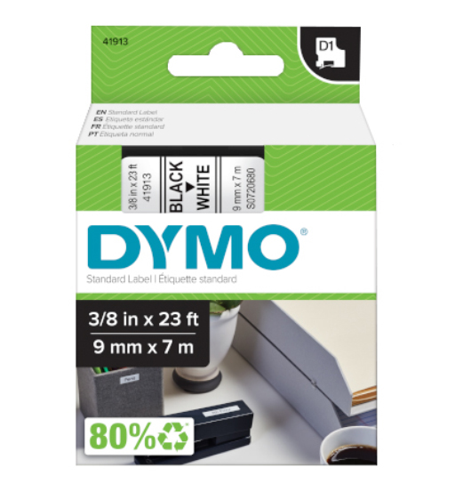 DYMO TAPE 9MM X 7M WHITE D1       