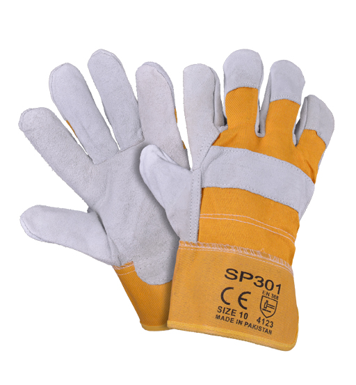 HAND GLOVES LEATHER/GREY SAFEPLUS