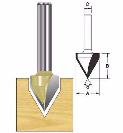 ARDEN ROUTER BIT V GROOVE 19 X 20.6 X6MM