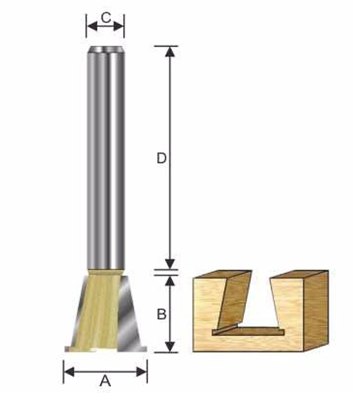 ARDEN ROUTER BIT DOVETAIL CUTTER 14X10X6MM