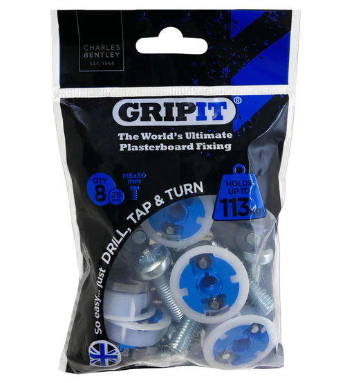 GRIPIT GYPSUM FITTING 25MM BLUE (8/PKT) 8X8X30MM