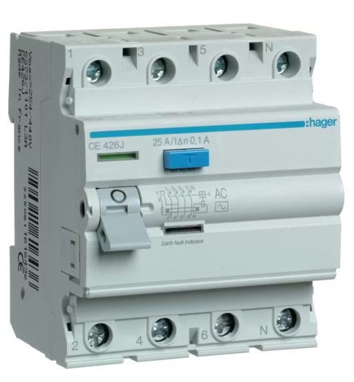 ELCB 25A 4P 100MA HAGER