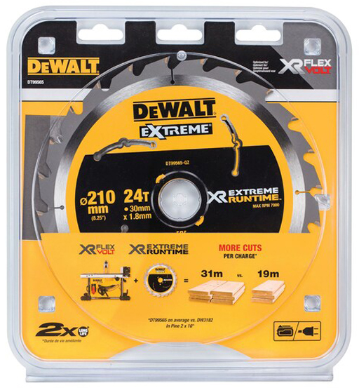 DEWALT EXTREME RUNTIME CIRCULAR SAW BLADE 210mm BORE 30mm 24T