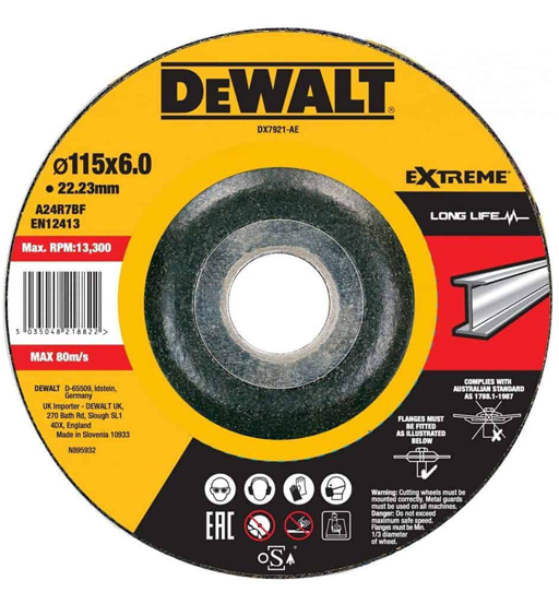DEWALT 5 IN. METAL GRINDING DISC (115MM), A30R7BF, TYPE 27 – DEPRESSED CENTER