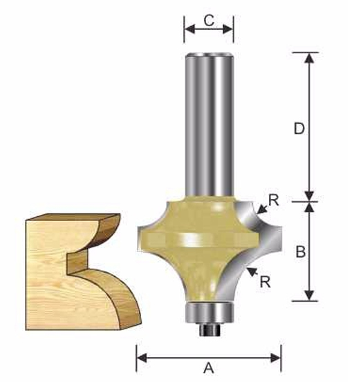 ARDEN ROUTER BIT DOUBLE CORNER CUTTER 38.1X25.4X8MM