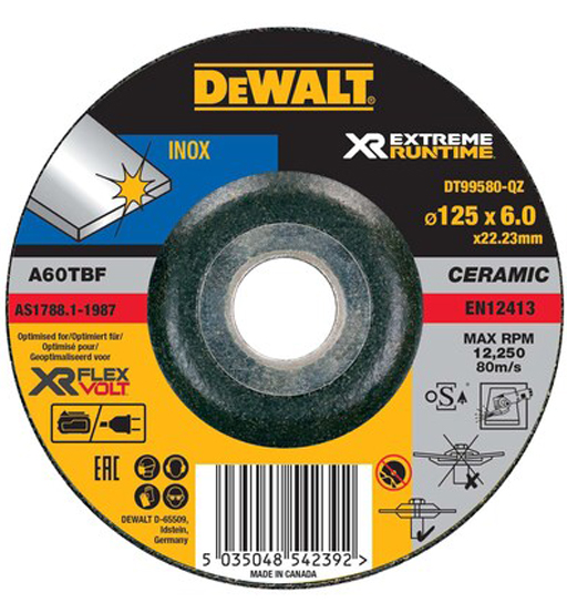 DEWALT XR EXTREME RUNTIME METAL GRINDING DISC XR 125mm x 6mm 