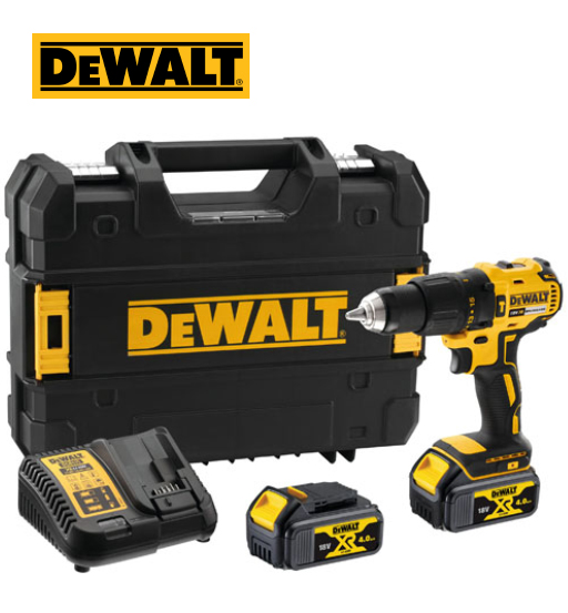 DEWALT 18V CORDLESS COMPACT HAMMER DRILL DRIVER, 13MM, 2 X 4.0AH XR LI-ION