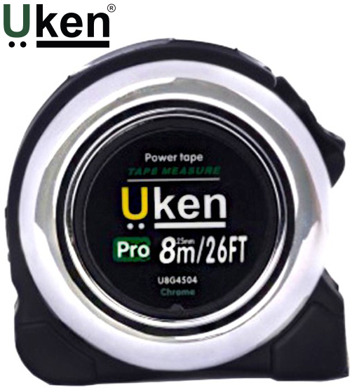 UKEN MEASURING TAPE 8 MTR (25MM) CHROME WITH RUBBER