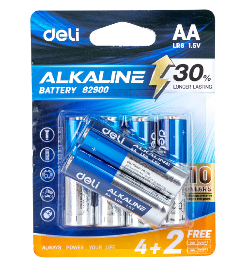 BATTERY AA LR6 (4+2 PCS) DELI    