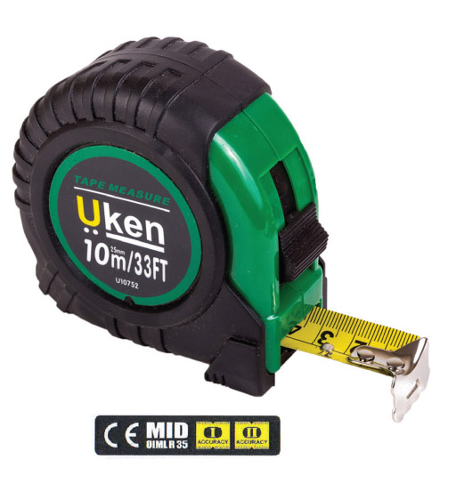 MEASURING TAPE 10 MTR (25MM) GREEN UKEN