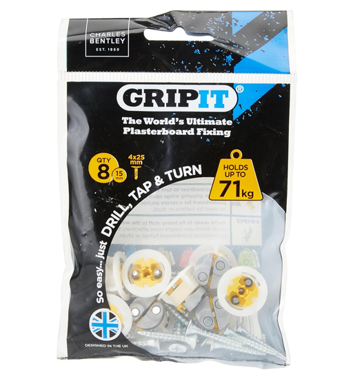 GRIPIT GYPSUM FITTING 15MM YELLOW(8/PKT) 8X4X25MM