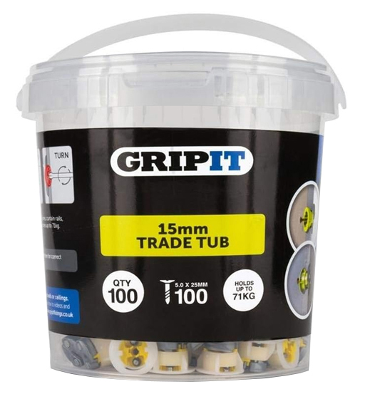 GRIPIT GYPSUM FITTING 15MM YELLOW(100/P)