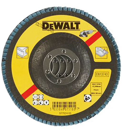 DEWALT DT3293-QZ FLAP DISC–TYPE 27 FLAT 115MM 60 GRIT