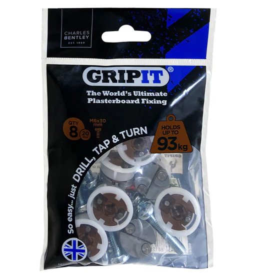 GRIPIT GYPSUM FITTING 20MM BROWN (8/PKT) 8X6X30MM