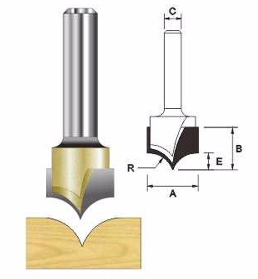 ARDEN ROUTER BIT POINTED OVER 12.7X9.5X6MM