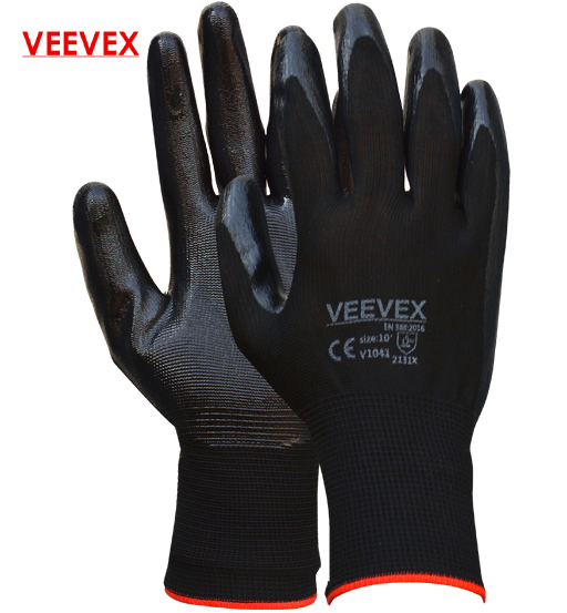 VEEVEX NITRIL GLOVES BLACK GRIP