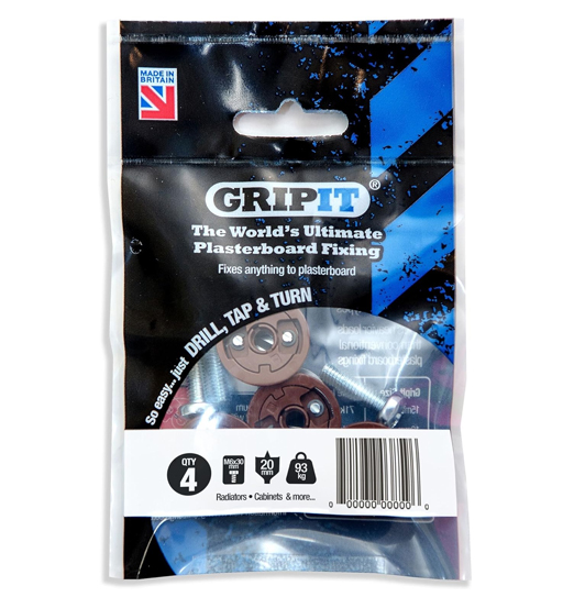 GRIPIT GYPSUM FITTING 20MM BROWN (4/PKT)