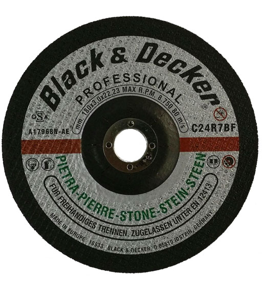 BLACK&DECKER MASONARY CUTTING WHEEL 180 x 3 x 22.23mm TYPE 42