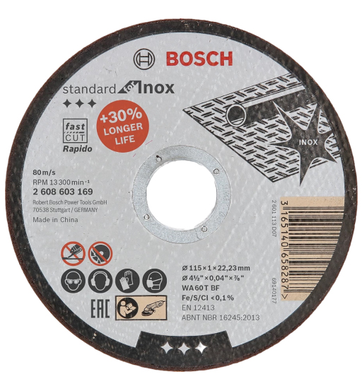 BOSCH STANDARD FOR INOX RAPIDO CUTTING DISC FOR SMALL ANGLE GRINDERS