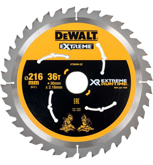 DEWALT EXTREME RUNTIME CIRCULAR SAW BLADE 216mm BORE 30mm 36T